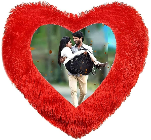 Valentine Special Red Fur Cushion Heart Shape - Heart Shape, Red