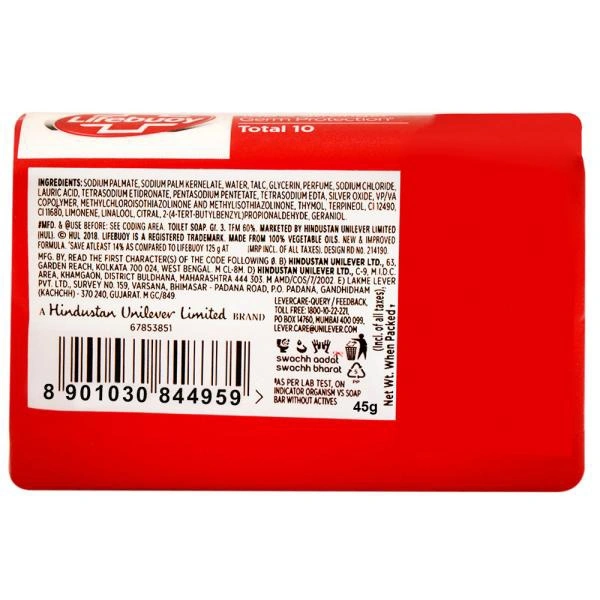 Lifebuoy Total 10 Germ Protection Soap 45 g - 1 Piece, 45 gm