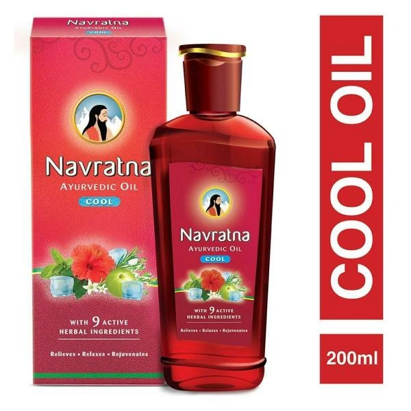 Navratna Ayurvedic Cool Hair Oil with 9 Active Herbal Ingredients 200 ml - 200 Ml