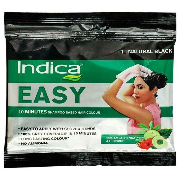 Indica Easy Shampoo Based Ammonia Free Hair Colour, Natural Black (1) 25 ml - 25 Ml