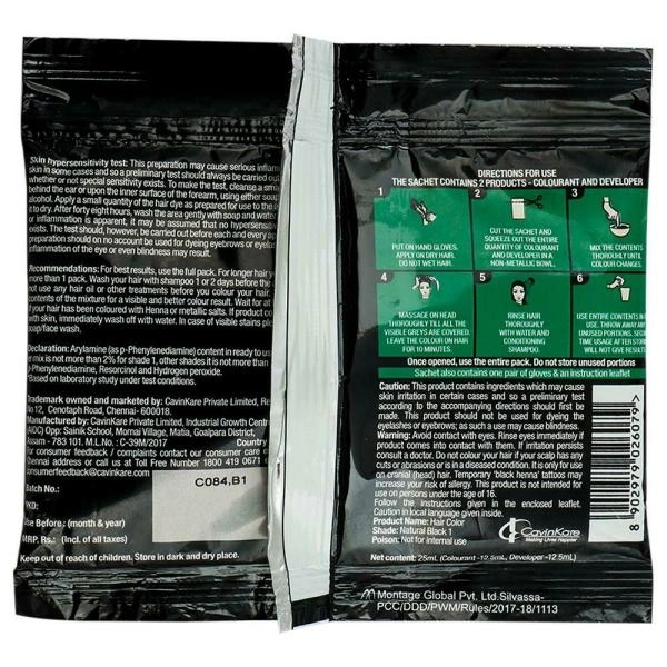 Indica Easy Shampoo Based Ammonia Free Hair Colour, Natural Black (1) 25 ml - 25 Ml