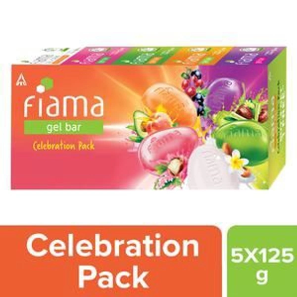 Fiama Gel Bathing Bar Celebration Pack - With 5 Unique Gel Bars, 125 g (Buy 4 Get 1 Free)