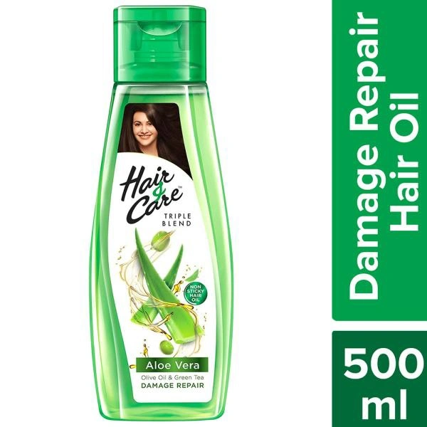 Hair & Care Aloe Vera, Olive Oil & Green Tea Damage Repair Hair Oil - 500 Ml