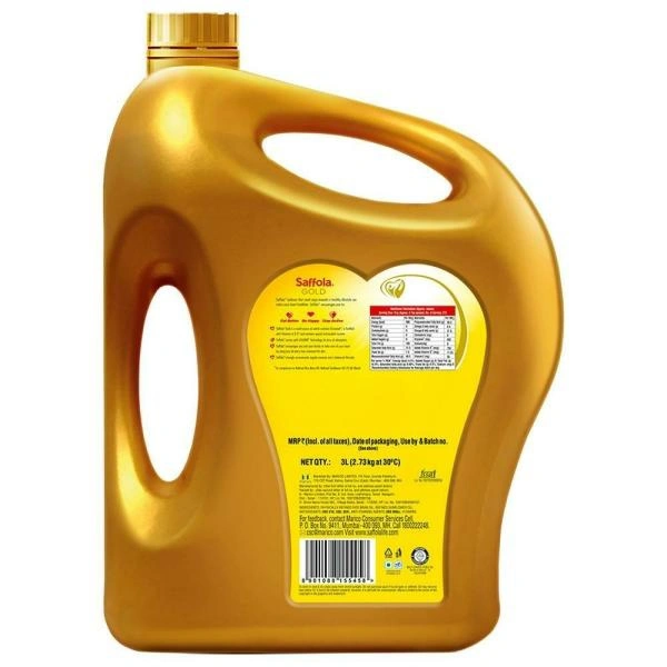 Saffola Gold Rice Bran Based Blended Oil - 3 L