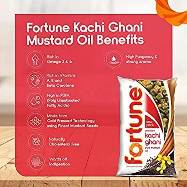Fortune Kachi Ghani Pure Mustard Oil - 1 Lr
