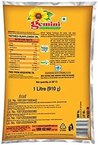 Gemini Refined Sunflower Oil Pouch - 1 Lr