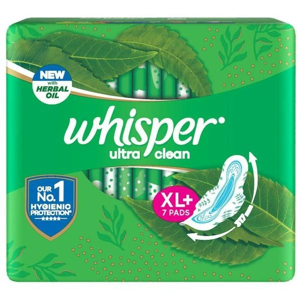 Whisper Ultra Clean Sanitary Napkin with Wings (XL+) 7 Pads