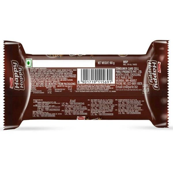 Parle Happy Happy Choco-Chip Cookies - 60 Gm