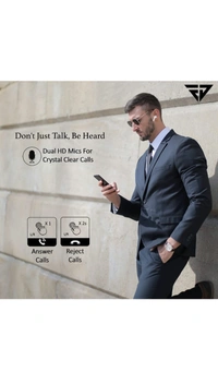 AirJams Pro True Wireless Earbuds Bluetooth 5.1 Earphones | HD Mics | 40 Hour Playtime | Lag Free Gaming | IPX5 Water Resistance | Smart Touch Controls | LED Battery Display| by Fur Jaden (Black)63%off - black