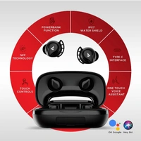 boAt Airdopes 621 TWS Earbuds with 150 Hours Battery, Digital Battery Indicator, IPX7, IWP Technology, Bluetooth 5.0, Type-c Interface and Voice Assistant(Active Black) - White frost