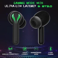 pTron Bassbuds Jade Gaming True Wireless Headphone with 40Hrs Total Playtime with Case, Low Latency, Deep Bass, BT5.0, Touch Control, Dual Mic, Passive Noise Cancellation & IPX4 Waterproof (Black) - Black