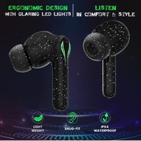 pTron Bassbuds Jade Gaming True Wireless Headphone with 40Hrs Total Playtime with Case, Low Latency, Deep Bass, BT5.0, Touch Control, Dual Mic, Passive Noise Cancellation & IPX4 Waterproof (Black) - Black
