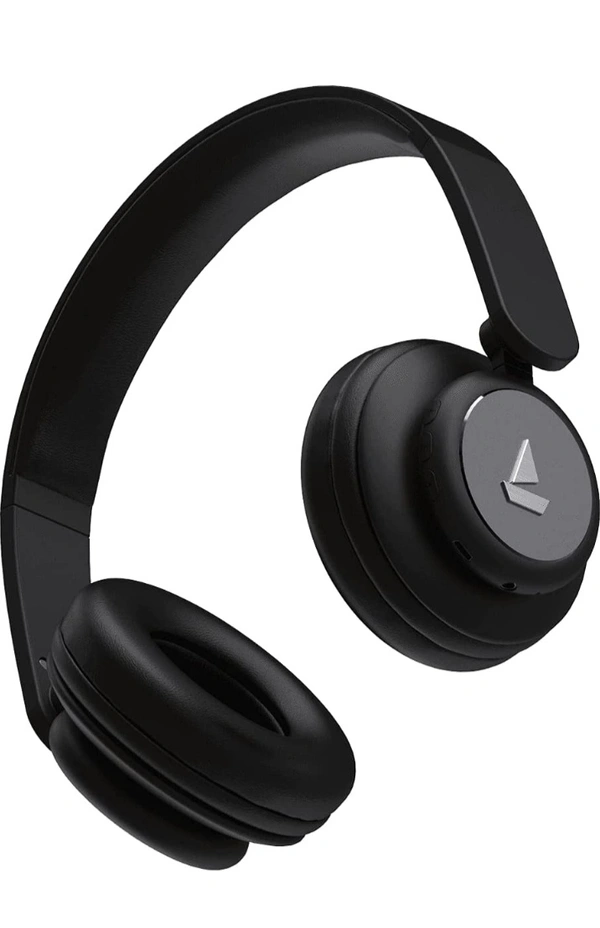boAt Rockerz 450 Wireless Bluetooth Headphone with Up to 15H Playback, Adaptive Lightweight Design, Immersive Audio, Easy Access Controls and Dual Mode Compatibility(Luscious Black) - Black