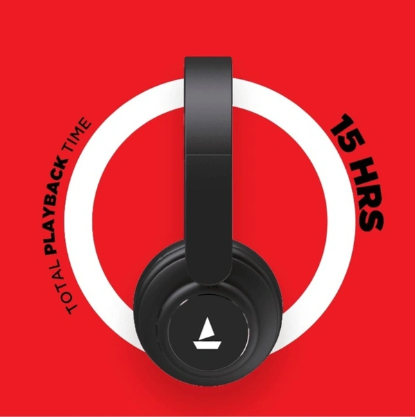 boAt Rockerz 450 Wireless Bluetooth Headphone with Up to 15H Playback, Adaptive Lightweight Design, Immersive Audio, Easy Access Controls and Dual Mode Compatibility(Luscious Black) - Black