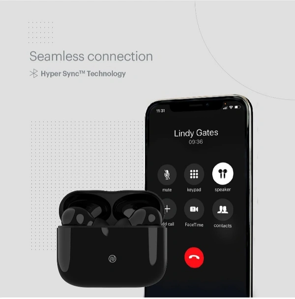 Noise Air Buds+ Truly Wireless Earbuds with Instacharge & Hypersync Technology, Silicone tip, Superb Calling & 20 Hour Playtime - Jet Black - Furistic Black