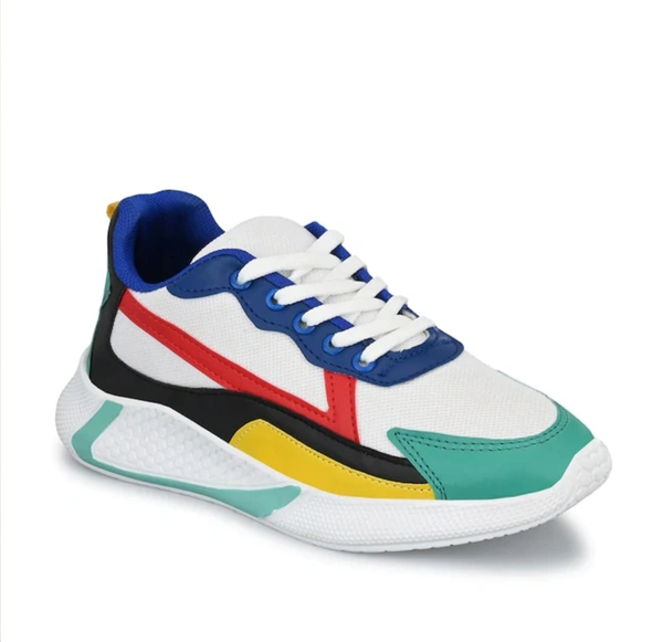 Colourblocked Men Sneakers  - UK 9, Green Stripes