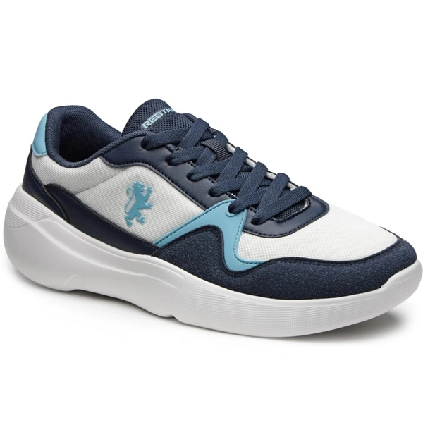 Blue Round Toe Men Sneakers - BLUE, UK/IN 7