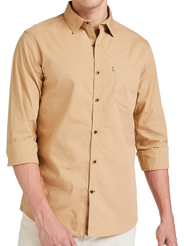 Beige Full Sleeves Shirt  - Beige, XXL