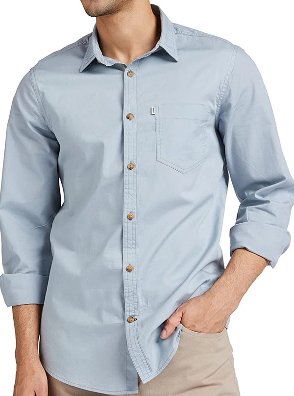 Light Grey Full Sleeves Shirt  - LIGHT GREY, XXL