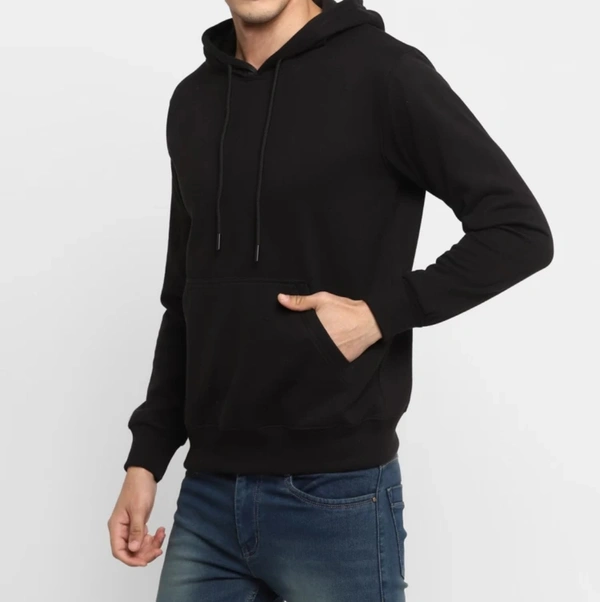 Solid Black Mens Hoodie - Black, S