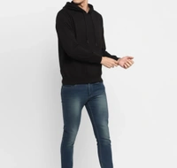 Solid Black Mens Hoodie - Black, L
