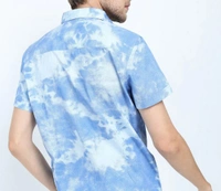 Slim Fit Half Sleeves Printed Casual Shirt - BLUE AND WHITE, XL