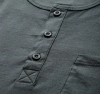 Solid Henley Pure Cotton Tshirt Full Sleeves - Dove Gray, L