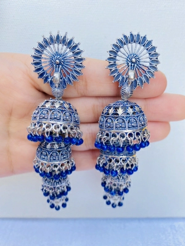 Swaaksha 3 Layer Jhumka Metal Jhumki Earrings