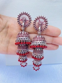 Swaaksha 3 Layer Jhumka Metal Jhumki Earrings