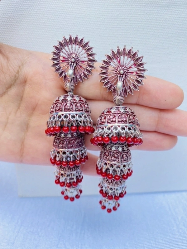 Swaaksha 3 Layer Jhumka Metal Jhumki Earrings