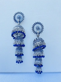 Swaaksha 3 Layer Jhumka Metal Jhumki Earrings
