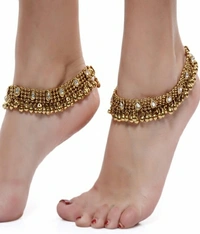 Shining Diva Antique Look Kundan Pair Alloy Anklet