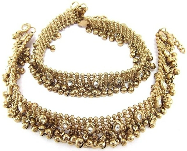 Shining Diva Antique Look Kundan Pair Alloy Anklet