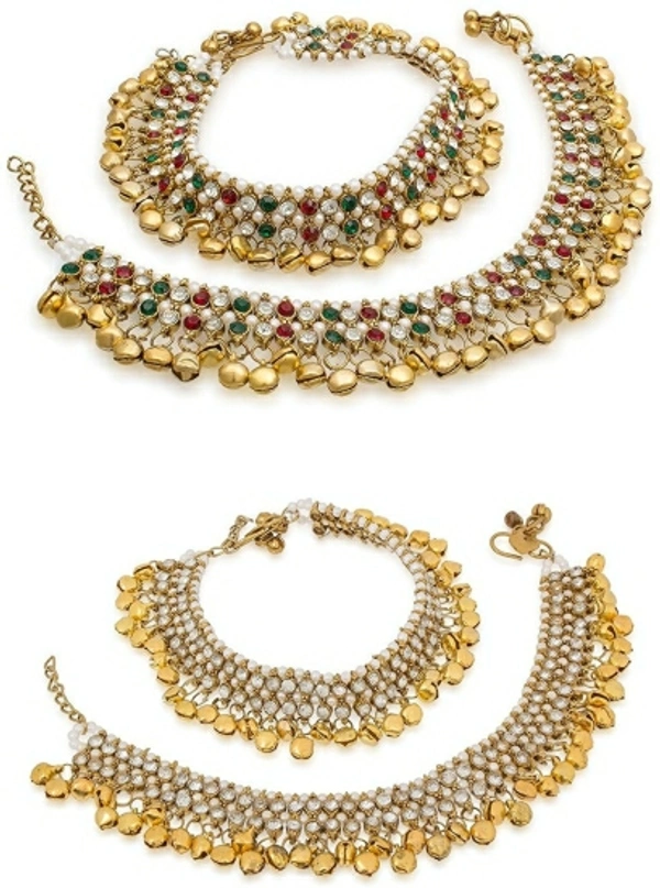 Charms Traditional Ghungroo Combo Of 2 Pair Alloy Anklet