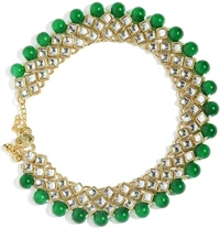 ZAVERI PEARLS Traditional Beads & Kundan Storne Anklet