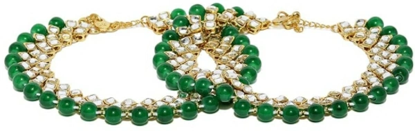 ZAVERI PEARLS Traditional Beads & Kundan Storne Anklet