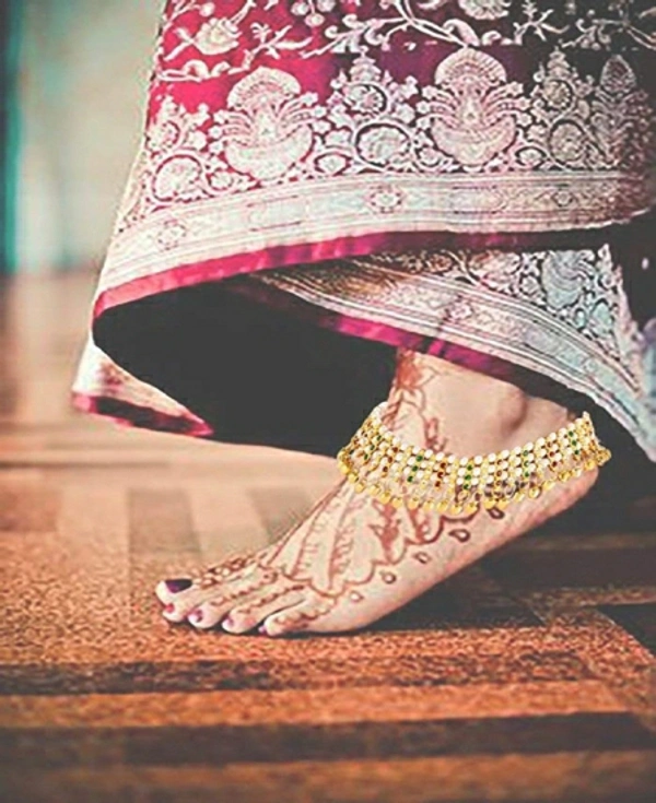 Jatin Imitation Ghungru Anklet (Payal Metal Stone Anklet) 