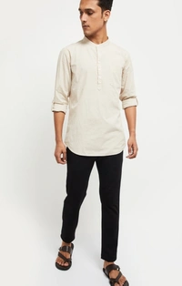 Beckon Solid Short Kurta - Beige - S