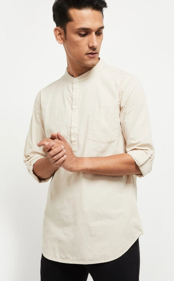 Beckon Solid Short Kurta - Beige - XL