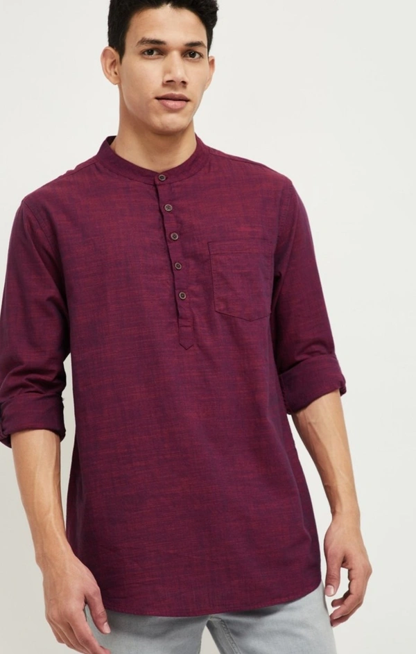 Beckon Textured Short Kurta - Red - L