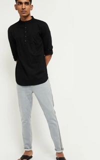 Solid Short Kurta  - L