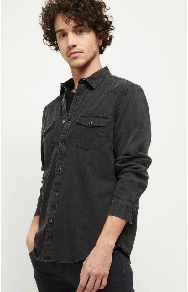 Textured Denim Shirt  - S