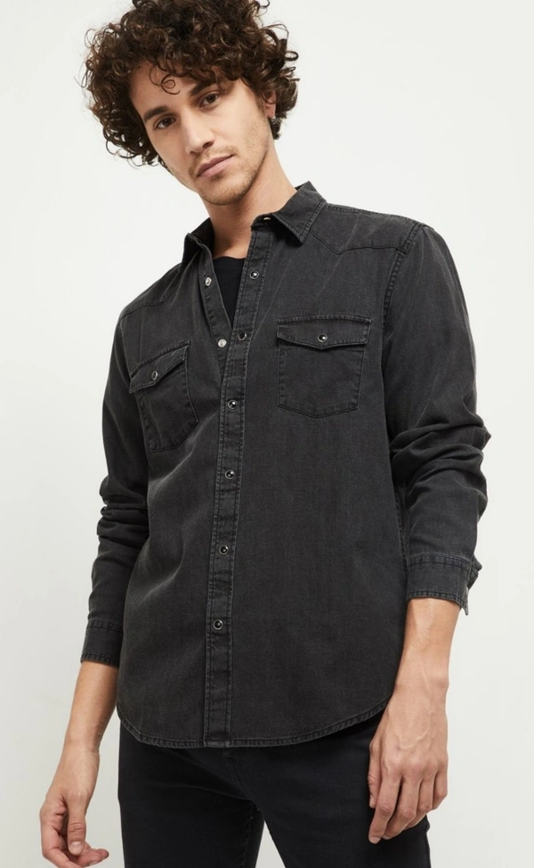 Textured Denim Shirt  - M