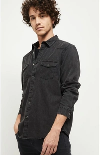 Textured Denim Shirt  - M