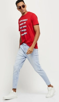Printed T-shirt- Red - S