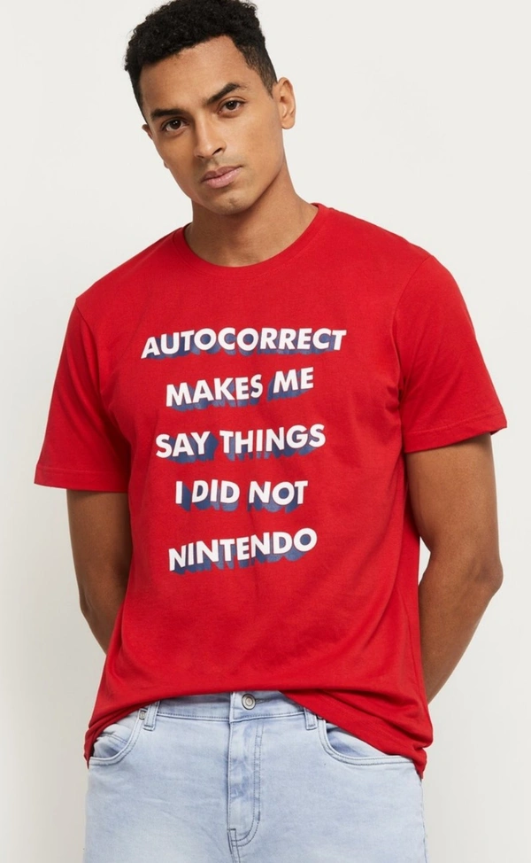 Printed T-shirt- Red - L