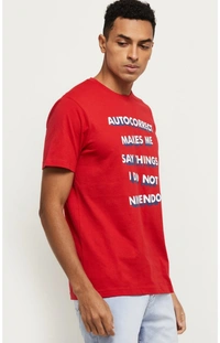 Printed T-shirt- Red - L