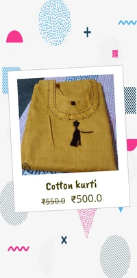 Cotton Stone Work Kurti - 44, grey/ orange/Mustard