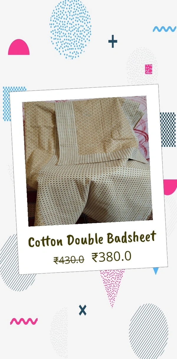 Cotton Double Badsheet - King size, Purple/ Brown
