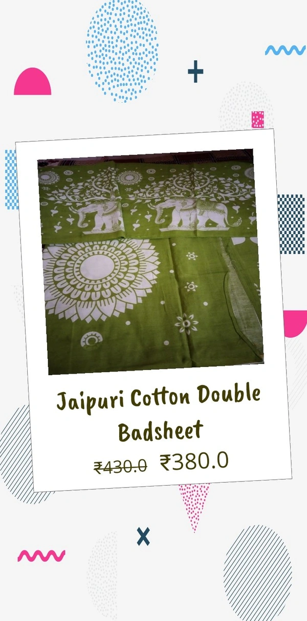 Jaipuri Cotton 100% - Green , King size